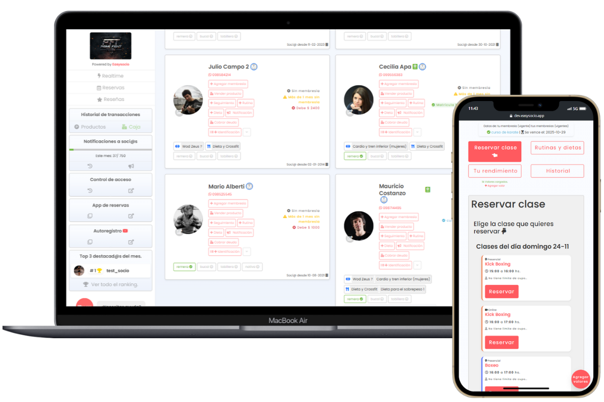 Dashboard de GYM Control